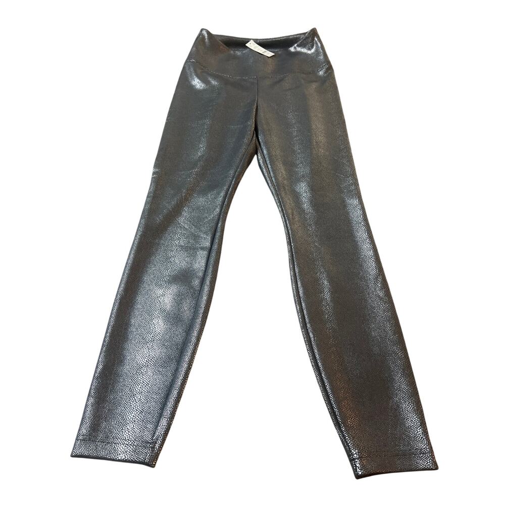 White House Black Market Foil Novelty Runway Legging Silver Snake Foil Size 6